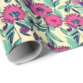 Waterverf geïnspireerd roze + groene botanische fl cadeaupapier (Rol Hoek)