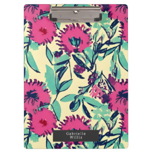 Waterverf geïnspireerd roze + groene botanische fl klembord