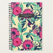Waterverf geïnspireerd roze + groene botanische fl planner (Voorkant)