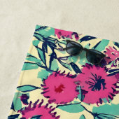 Waterverf geïnspireerd roze + groene botanische fl strandlaken (In situ)