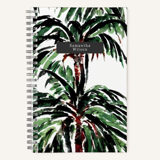 Waterverf geïnspireerde palmbomen notitieboek (Voorkant)