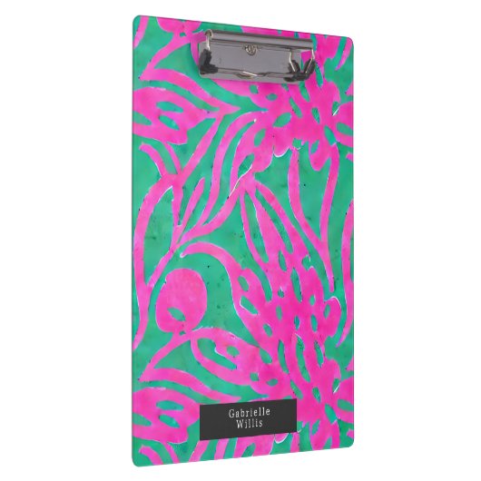Waterverf geïnspireerde roze Aqua Damask Floral Klembord (Rechts)
