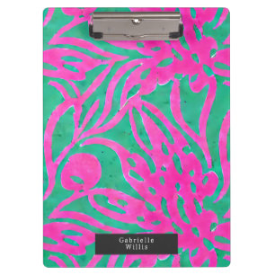 Waterverf geïnspireerde roze Aqua Damask Floral Klembord