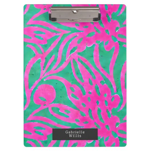 Waterverf geïnspireerde roze Aqua Damask Floral Klembord (Voorkant)
