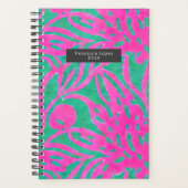 Waterverf geïnspireerde roze Aqua Damask Floral Planner (Voorkant)