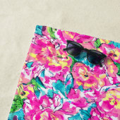 Waterverf geïnspireerde roze blauwe Floral Strandlaken (In situ)