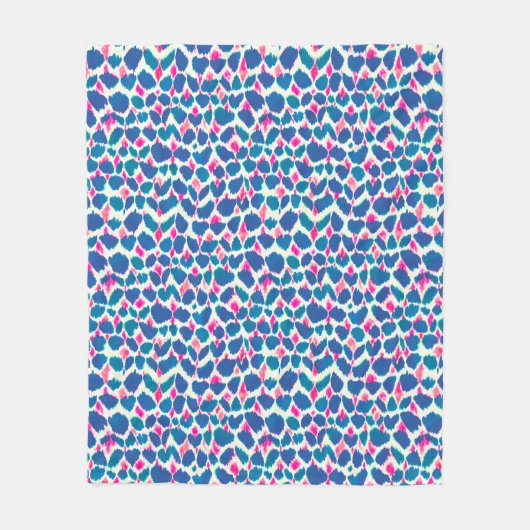 Waterverf geïnspireerde roze en blauwe boho dot fleece deken (Voorkant)