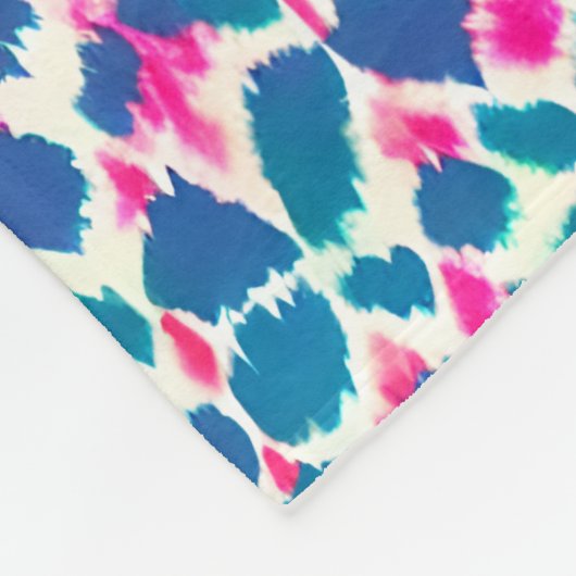Waterverf geïnspireerde roze en blauwe boho dot fleece deken (Hoek)