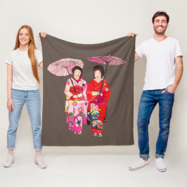 Waterverf Geisha met kimono art thema Japan Fleece Deken