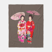 Waterverf Geisha met kimono art thema Japan Fleece Deken (Voorkant)