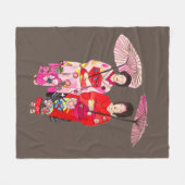 Waterverf Geisha met kimono art thema Japan Fleece Deken (Voorkant (Horizontaal))