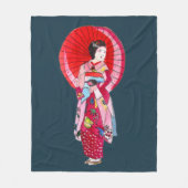 Waterverf Geisha met kimono art thema Japan Fleece Deken (Voorkant)