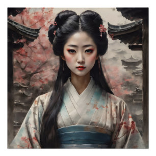 Waterverf Geisha nr. 10 Perfect Poster