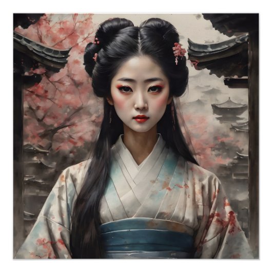 Waterverf Geisha nr. 10 Perfect Poster (Voorkant)