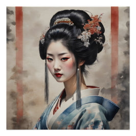 Waterverf Geisha nr. 11 Perfect Poster