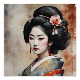 Waterverf Geisha nr. 13 Perfect Poster