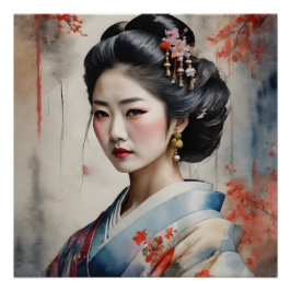 Waterverf Geisha nr. 7 Perfect Poster