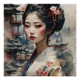 Waterverf Geisha nr. 8 Perfect Poster