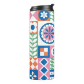 Waterverf geïsoleerde illustratie van groene kiwi  thermosbeker (Gedraaid links)