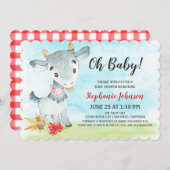 Waterverf Geit Baby shower Boerderij Invitation Kaart (Voorkant / Achterkant)