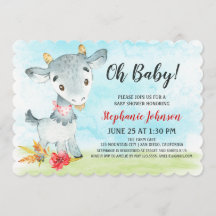 Waterverf Geit Baby shower Boerderij Invitation