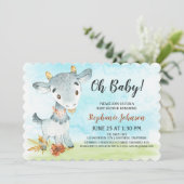 Waterverf Geit Baby shower Boerderij Invitation Kaart (Staand voorkant)