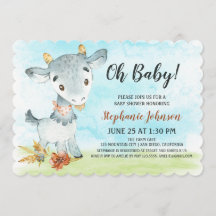 Waterverf Geit Baby shower Boerderij Invitation
