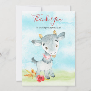 Waterverf Geitte Boerderij Bedankkaart