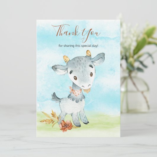 Waterverf Geitte Boerderij Bedankkaart (Staand voorkant)