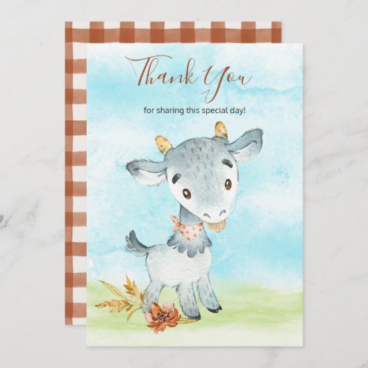 Waterverf Geitte Boerderij Bedankkaart (Voorkant / Achterkant)