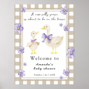 Waterverf Gekke Gans Baby shower Poster