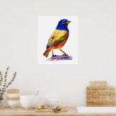 Waterverf gekleurd Bunting Song Bird Poster (Keuken)