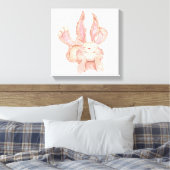 Waterverf gekleurd glimlachend Coy Bunny Rabbit Canvas Afdruk (Insitu (Slaapkamer))