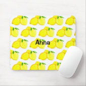 Waterverf gekleurd lemmetje geel fruitpatroon muismat (Met muis)