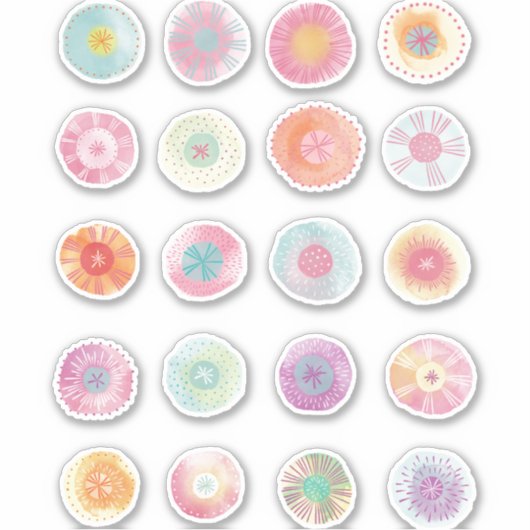 Waterverf gekleurde cirkelventiel Abstract Sticker (Voorkant)