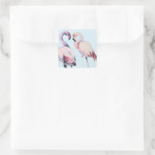 Waterverf gekleurde Flamingo Birds Vierkante Sticker (Tas)