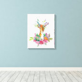 Waterverf gekleurde Floral Baby Deer Baby Nursery Canvas Afdruk (Insitu (Houten vloer))