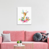 Waterverf gekleurde Floral Baby Deer Baby Nursery Canvas Afdruk (Insitu (Woonkamer))