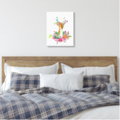 Waterverf gekleurde Floral Baby Deer Baby Nursery Canvas Afdruk (Insitu (Slaapkamer))
