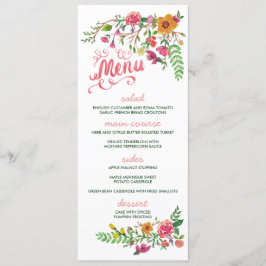 Waterverf gekleurde Floral Wedding Menu-kaarten Menu