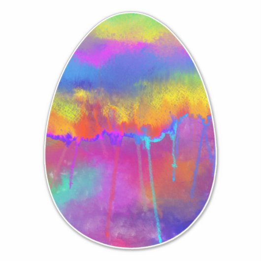 Waterverf gekleurde heldere regenboogkleurpaaseier sticker (Voorkant)
