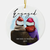 Waterverf gekoppelde Script Couple en Namen Keramisch Ornament (Voorkant)