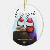 Waterverf gekoppelde Script Couple en Namen Keramisch Ornament (Links)