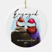 Waterverf gekoppelde Script Couple en Namen Keramisch Ornament (Achterkant)