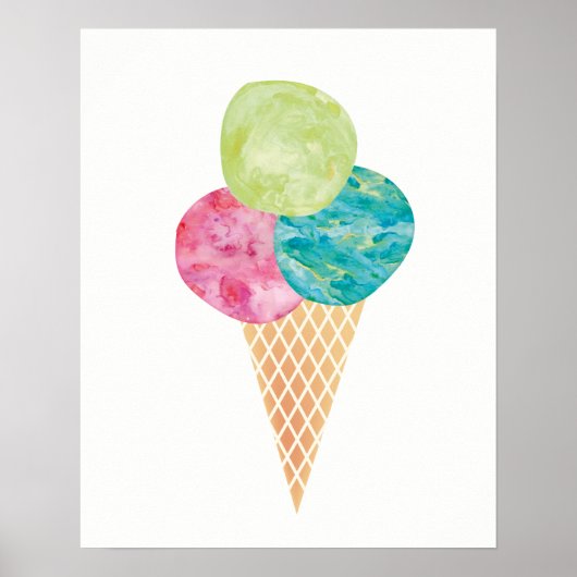Waterverf gelato - ijs druk poster (Voorkant)