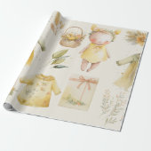 Waterverf gele baby cadeaupapier (Uitgerold)