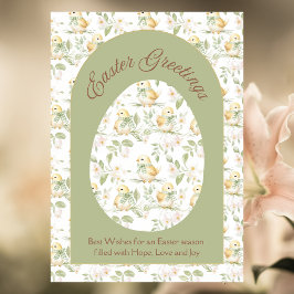 Waterverf Gele Baby Chicks Paasgroeten Feestdagenkaart