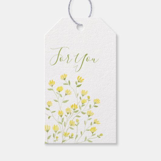 Waterverf  Gele Bloem Cadeaulabel (Voorkant)