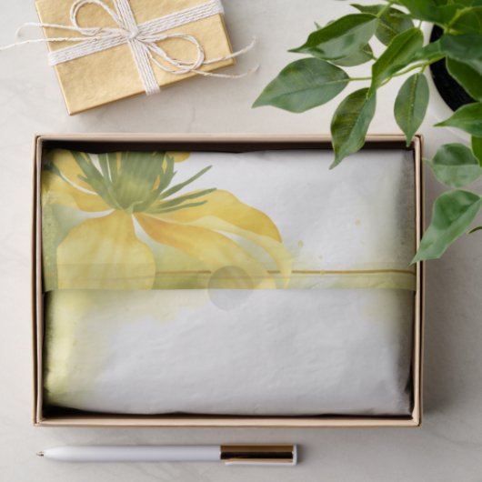 Waterverf - Gele bloem - ontkoppeling Tissuepapier (Geschenk)