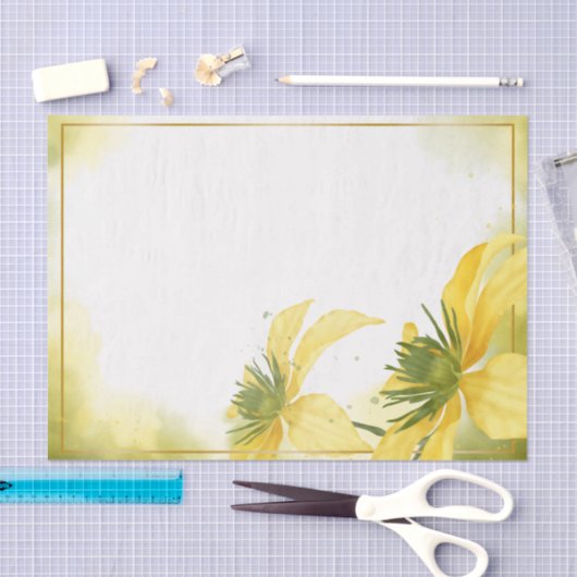 Waterverf - Gele bloem - ontkoppeling Tissuepapier (Craft)